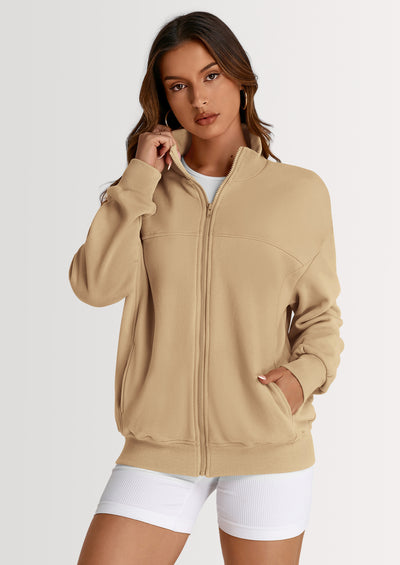 PRETTYGARDEN Women's Spring Fall Fashion Full Zip Up Sweatshirt Long Sleeve Loose Fit Trendy Casual Jacket with Pockets