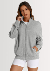 PRETTYGARDEN Women's Spring Fall Fashion Full Zip Up Sweatshirt Long Sleeve Loose Fit Trendy Casual Jacket with Pockets