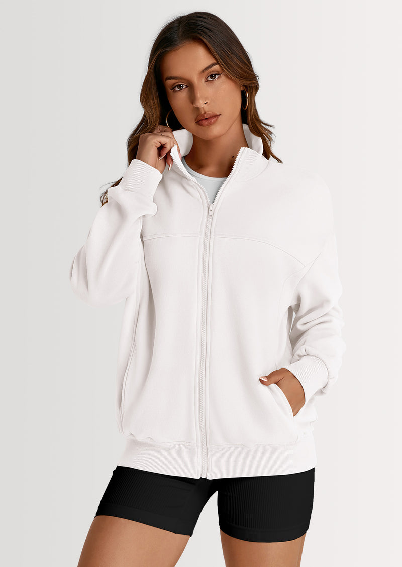 PRETTYGARDEN Women's Spring Fall Fashion Full Zip Up Sweatshirt Long Sleeve Loose Fit Trendy Casual Jacket with Pockets