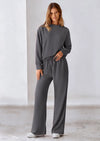 PRETTYGARDEN 2 Piece Long Sleeve Pullover Tops and Wide Leg Pants Knitted Lounge Sets PRETTYGARDEN