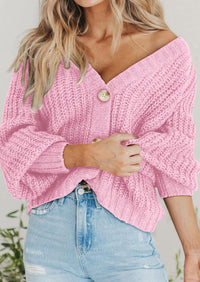 PRETTYGARDEN Women's Chunky Knit Open Front Sweater Long Sleeve Button Loose Short Cardigan Outerwear Coats