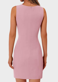 Business Sleeveless Button Down Elegant Work Office Formal Short Dresses