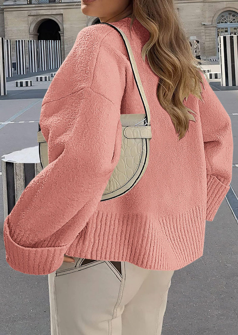 PRETTYGARDEN Women's Fall Oversized Sweaters Casual Crewneck Pullover Long Sleeve Fuzzy Chunky Knit Tops Blouse