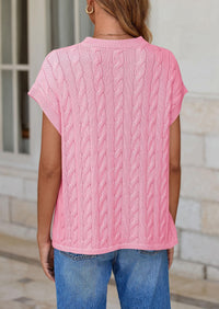 Casual Short Sleeve Crew Neck Knit Pullover Trendy Spring Outfits Sweater Vest
