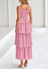 PRETTYGARDEN Womens Summer Sleeveless Midi Dress Scoop Neck A Line Smocked Ruffle Tiered Layered Beach Vacation Dresses