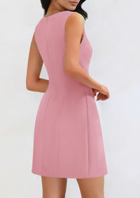 Sleeveless Boat Neck A Line Elegant Cocktail Party Mini Dresses