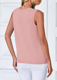 Sleeveless Button Down Business Casual Knit Tank Tops