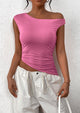 Off The Shoulder Sleeveless One Shoulder Ruched Asymmetrical Y2K Tank Top