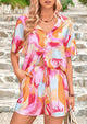 Casual Printed Beach Short Sleeve Tops Lounge Shorts Two Piece Sets