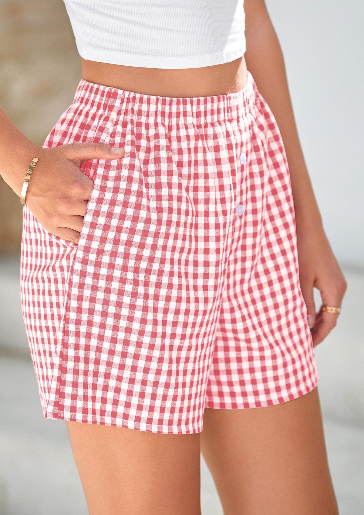 Plaid Casual Y2K Short with Pockets
