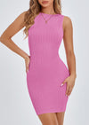 PRETTYGARDEN Spring Dresses for Women Sleeveless Bodycon Short Work Tank Dress Summer Casual Ribbed Mini Sundresses