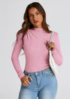 PRETTYGARDEN Womens Fall Y2K Going Out Crop Tops Long Sleeve Mock Neck Ruched Slim Fitted Basic Trendy Casual T Shirts Blouse