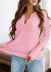 PRETTYGARDEN Long Sleeve Shirts for Women Fall V Neck Waffle Basic Tee Dressy Casual Winter Blouses Knit Tunic Tops
