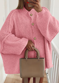 PRETTYGARDEN Women's Winter Button Down Cardigan Sweaters Mock Neck Lantern Long Sleeve Chunky Knit Jacket Trendy Outerwear