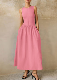 Casual Sleeveless Patchwork Knit Flowy Beach Maxi Dresses