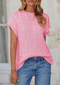 Casual Short Sleeve Crew Neck Knit Pullover Trendy Spring Outfits Sweater Vest