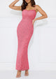 Elegant Spaghetti Strap Lace Floral Bodycon Maxi Dress