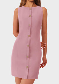 Business Sleeveless Button Down Elegant Work Office Formal Short Dresses