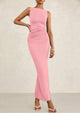 Sleeveless Ruched Bodycon Slit Long Maxi Dresses