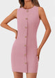 Business Sleeveless Button Down Elegant Work Office Formal Short Dresses