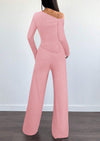 PRETTYGARDEN Casual Two Piece Sets for Women Fall Outfits Asymmetrical Off Shoulder Tops Wide Leg Pants Knit Lounge Set