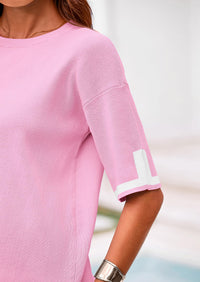 Casual Short Sleeve Knit Sweater Tops Wide Leg Pants 2 Piece Sets