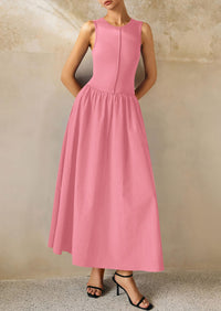 Casual Sleeveless Patchwork Knit Flowy Beach Maxi Dresses