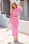 PRETTYGARDEN Women's Spring Fall 2 Piece Sweater Set Rib Knit Long Sleeve Crop Top Maxi Bodycon Skirt Casual Winter Outfits PRETTYGARDEN