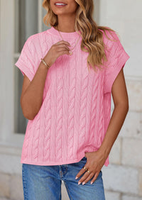 Casual Short Sleeve Crew Neck Knit Pullover Trendy Spring Outfits Sweater Vest