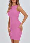 PRETTYGARDEN Spring Dresses for Women Sleeveless Bodycon Short Work Tank Dress Summer Casual Ribbed Mini Sundresses