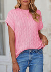 PRETTYGARDEN Women's Sweater Vest Summer Short Sleeve Tops Casual Crewneck Knit Oversized Pullover Trendy Spring Outfits