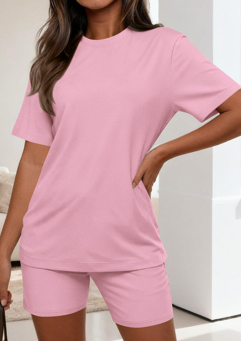 PRETTYGARDEN Women's Two Piece Matching Lounge Sets Summer Casual Tops Short Sleeve Shirts Shorts Travel Airport Outfits PRETTYGARDEN