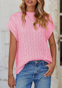 Casual Short Sleeve Crew Neck Knit Pullover Trendy Spring Outfits Sweater Vest