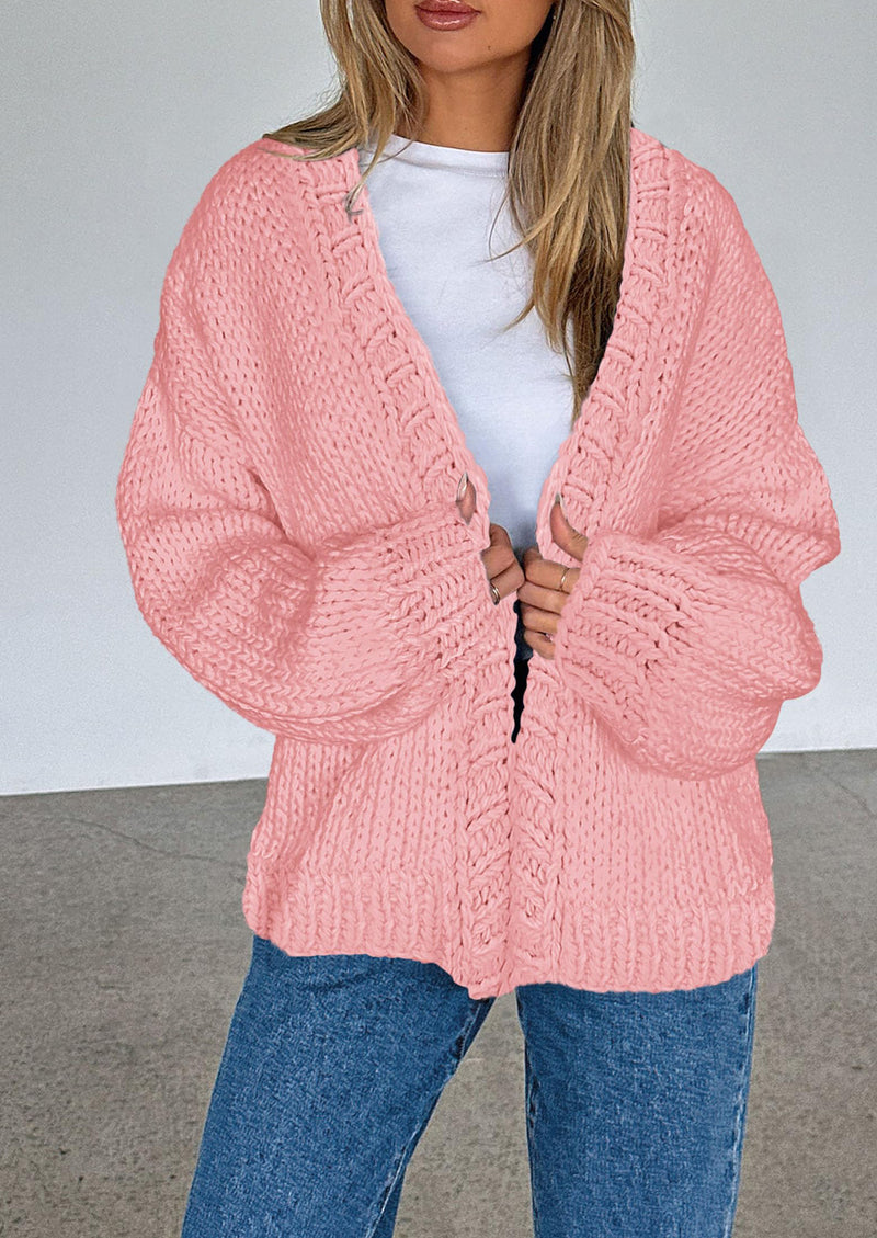 PRETTYGARDEN Cardigan Sweaters for Women Trendy Fall Fashion Long Sleeve Chunky Knit Cardigans Winter Clothing Outfits