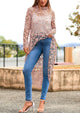 Long Sleeve Round Neck High Low Asymmetrical Irregular Hem Casual Blouse
