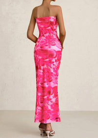 Printed Tube  Strapless Bodycon Sleeveless Maxi Dress