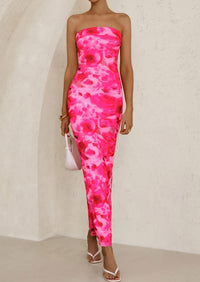 Printed Tube  Strapless Bodycon Sleeveless Maxi Dress
