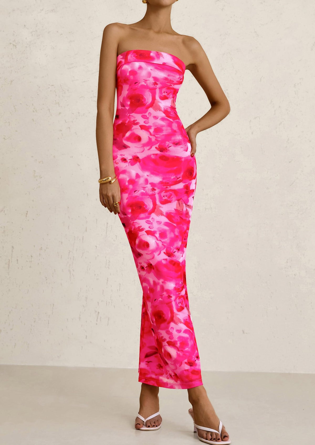 Printed Tube  Strapless Bodycon Sleeveless Maxi Dress