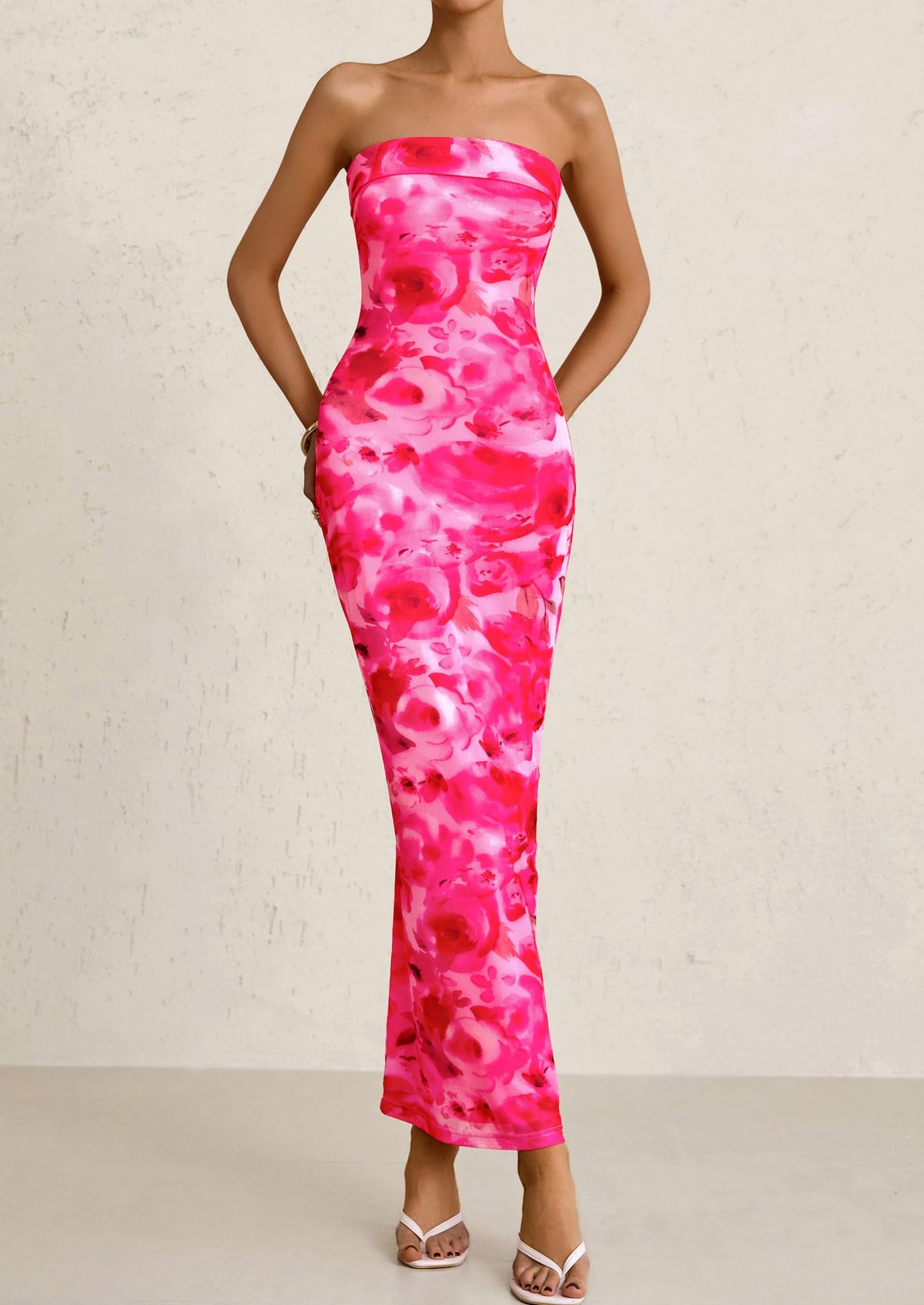 Printed Tube  Strapless Bodycon Sleeveless Maxi Dress