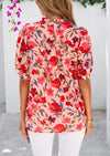 PRETTYGARDEN Floral Tops for Women Blouses Dressy Casual Summer Trendy Outfits Boho Pleated Short Sleeve Shirts