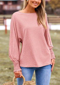 Puff Long Sleeve Crew neck Casual Basic T-shirts