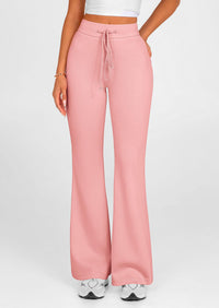 Elastic High-Waisted Drawstring Casual Flare Pants