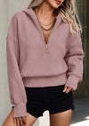 PRETTYGARDEN Women's Hooded Sweatshirts Long Sleeve Half Zip Cropped Hoodie Pullover Winter Fashion Clothes