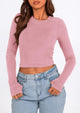 Long Sleeve Crop Tops Y2K Fashion Clothes Basic Slim Fit Blouses