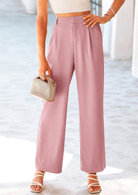 Casual Wide Leg High Elastic Waisted Long Work Pants