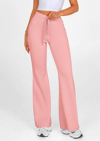 Elastic High-Waisted Drawstring Casual Flare Pants