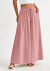 PRETTYGARDEN Women's Summer Wide Leg Palazzo Pants High Waisted Flowy Pockets Trendy Casual Lounge Boho Beach Trousers