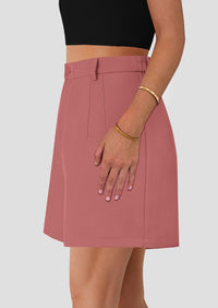 Elastic High Waisted Wide Leg Business Casual Dressy Shorts with Pockets