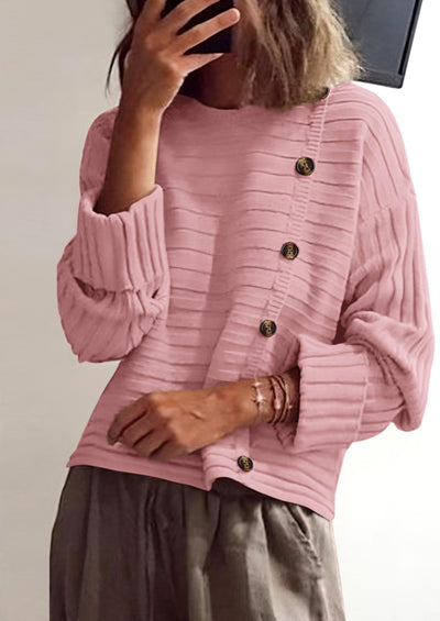 PRETTYGARDEN Womens Sweaters Fall Casual Long Sleeve Crewneck Button Loose Winter Knit Pullover Sweater Tops