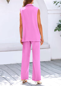 Sleeveless Suit Vest And Wide Leg Pants Business Casual Blazer Set
